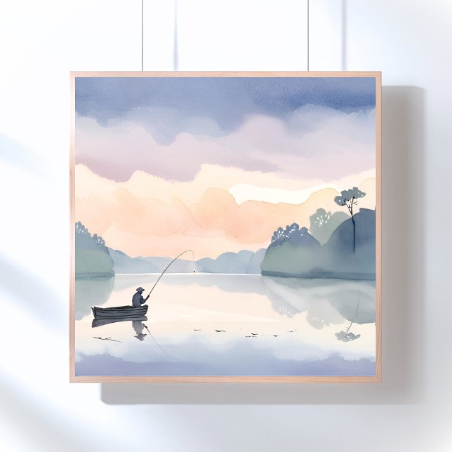 Gått på fisketur | Lake Airy Akvarell Fridfull Poster (Skapare uppladdad)