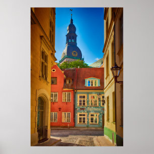 Gatuadress i den gamla staden Estland Poster