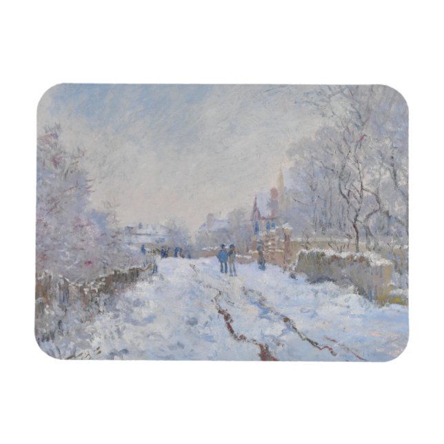 Gatuadress i Snö argenteuil av Claude Monet Magnet (Horisontell)