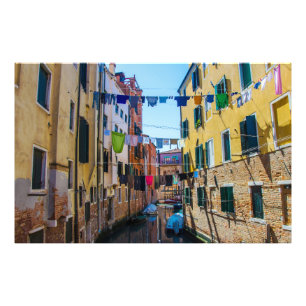 Gatuadress i Venedig med tvätt tvättat klädItalien Fototryck