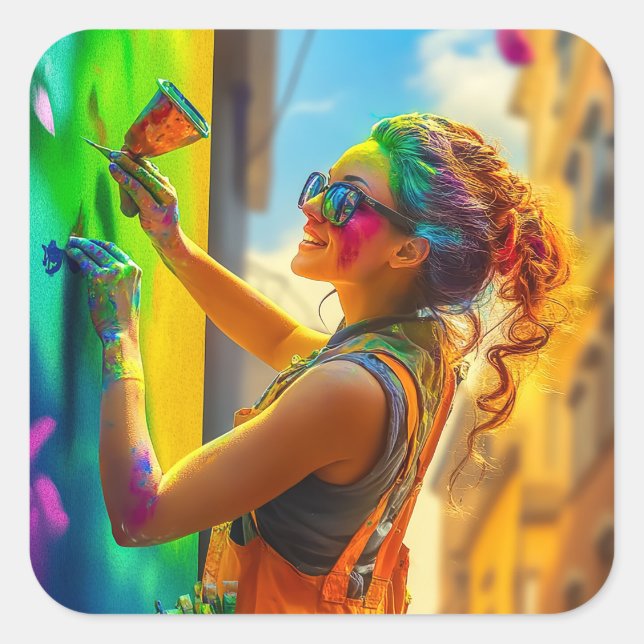 Gatuartist Fyrkantigt Klistermärke (Framsida)