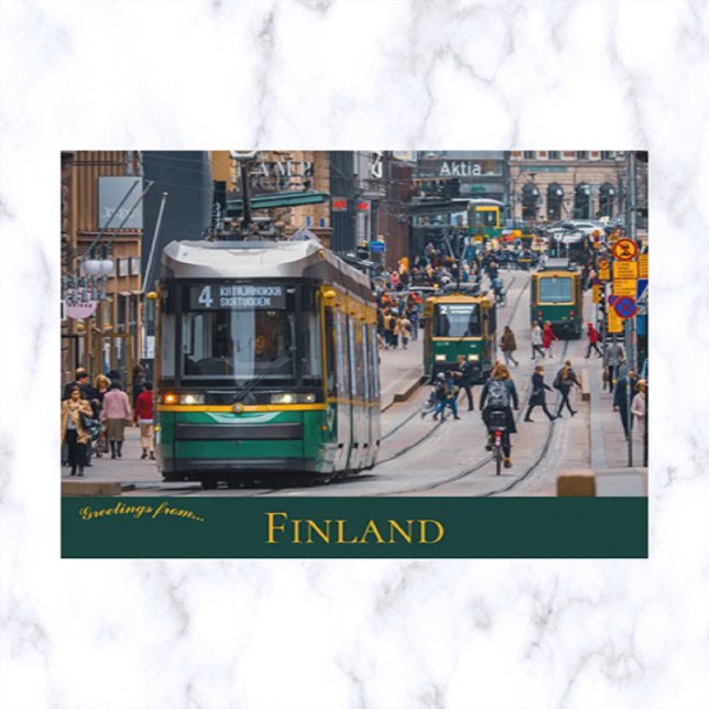 Gatubilar i Aleksanterinkatu Helsingfors Finland Vykort (Skapare uppladdad)