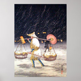 Gatuförsäljare i den snöiga natten Shotei Takahash Poster