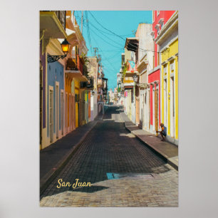 Gatufotografering med kullersten i Gamla San Juan Poster