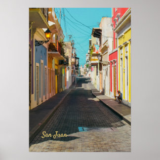 Gatufotografering med kullersten i Gamla San Juan Poster
