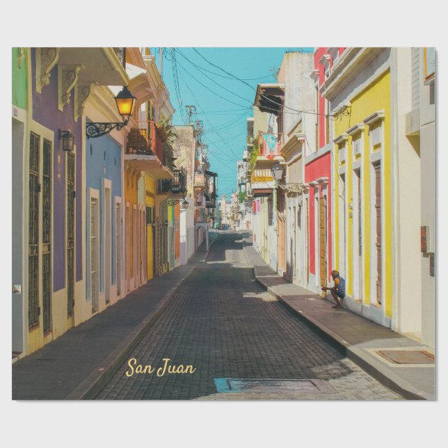 Gatufotografering med kullersten i Gamla San Juan Presentpapper (Platt)