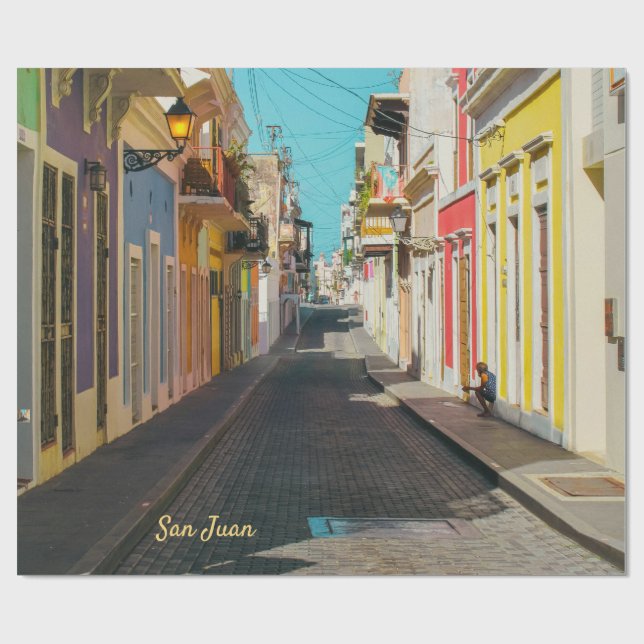 Gatufotografering med kullersten i Gamla San Juan Presentpapper (Platt)
