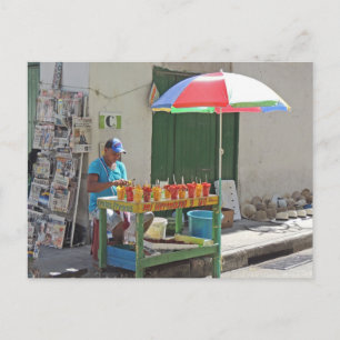 Gatufruktsäljare i Cartagena Colombia Vykort