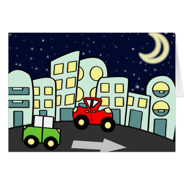 Gatuillustration Hälsningskort (Framsidan Horizontal)