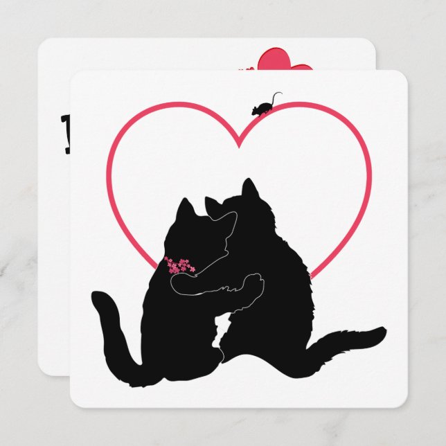 Gatukatter jamar ihop underbart alla hjärtans dags julkort (Fram/baksida)