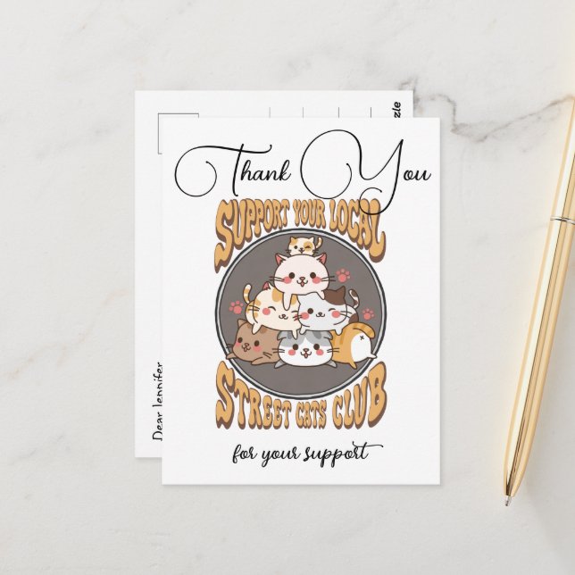 Gatukattklubb anpassad vykort (Fram/Back In Situ)