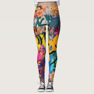 Gatukonst med skiktade dropp och urban färg (6) leggings