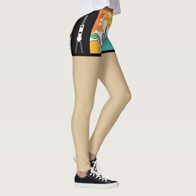 Gatukonst Unik kort Mode Zipper-Chic Leggings (Höger)