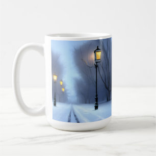 Gatulampor som faller upp i vinter Wonderland Kaffemugg