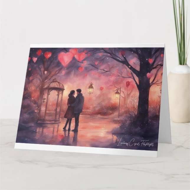 Gatulamporna för vattendjupet Valentines day Card  Kort (Framsida)