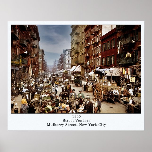 Gatuleverantörer på Mulberry St. New York City 190 Poster (Framsidan)