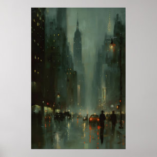 Gatumålning i New York City, Abstrakt natt Poster
