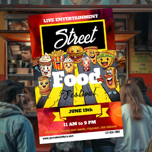 Gatumatfestival Food Lastbil Flygblad