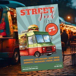 Gatumatfestival Food Lastbil Flygblad