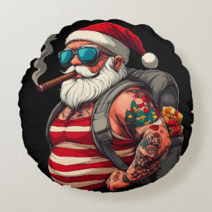 Gatupunkterad jul Santa Claus Rund Kudde
