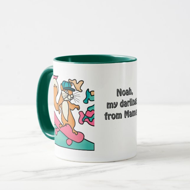 Gaturetro-ekorre på Skateboard | Funny Mugg (Framsida vänster)