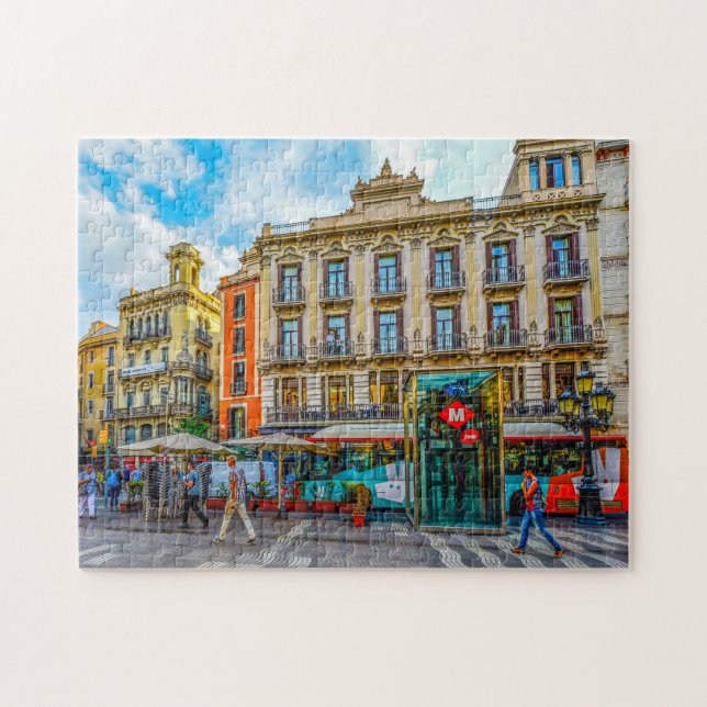 Gatuscen från Barcelona. Pussel (Horisontell)