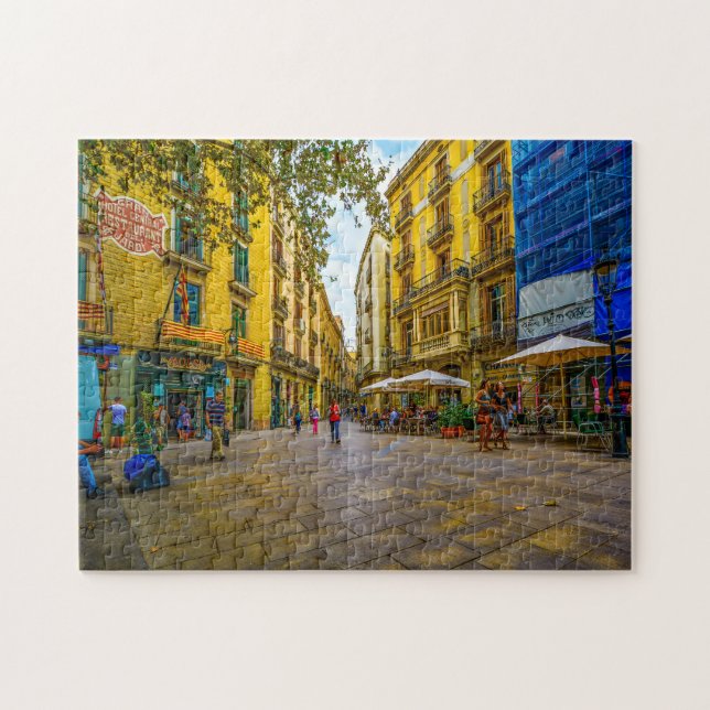 Gatuscen från Barcelona. Pussel (Horisontell)