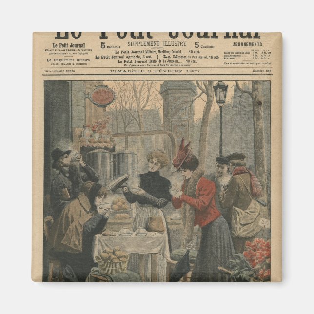 Gatuscener vid Paris frukost på öppet luft Magnet (Framsidan)