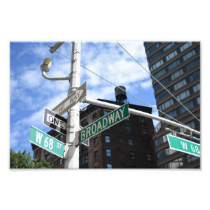 Gatuskylt Broadway W. 68th Upper Väster Side NYC Fototryck