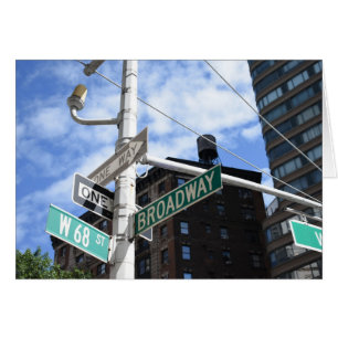 Gatuskylt Broadway W. 68th Upper Väster Side NYC Hälsningskort