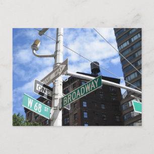Gatuskylt Broadway W. 68th Upper Väster Side NYC Vykort
