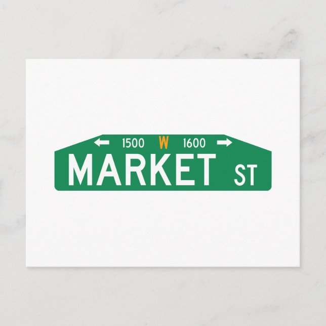 Gatuskylt Market Street, Philadelphia, PA Vykort (Framsida)