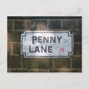 Gatuskylt Penny Lane Vykort