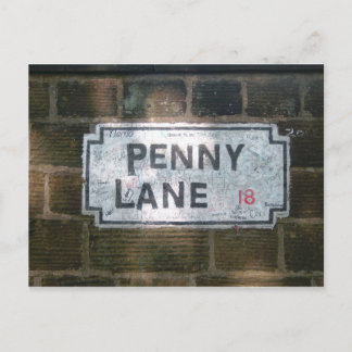 Gatuskylt Penny Lane Vykort