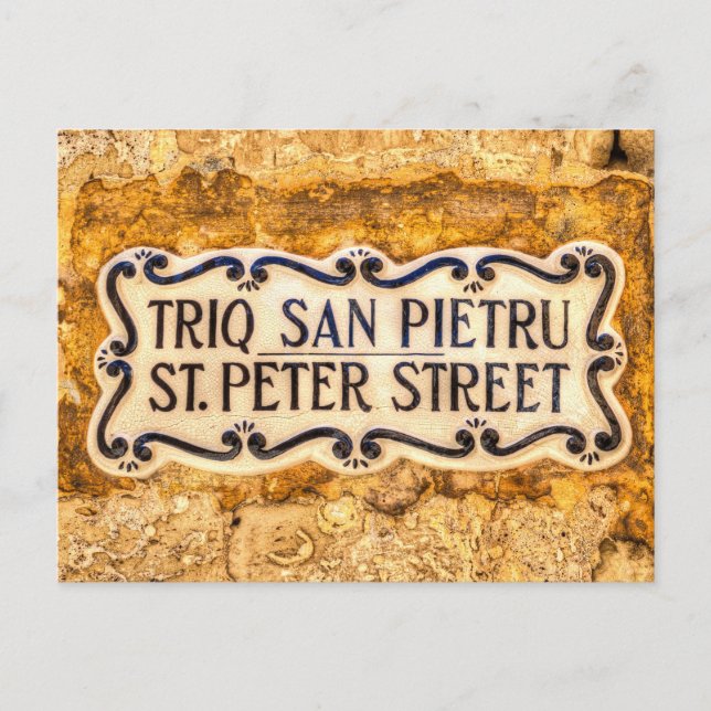 Gatuskylt St Peter Malta  Vykort (Framsida)