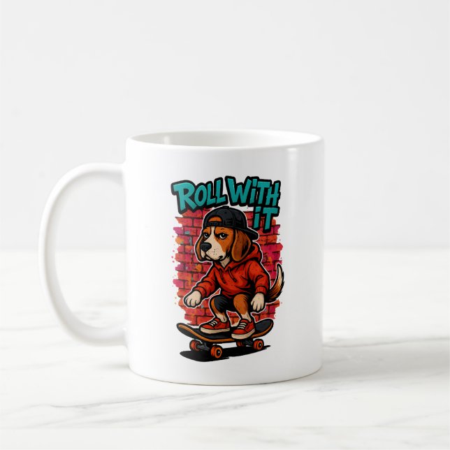 Gatustil Beagle Skateboardåkning Graffiti Art Kaffemugg (Vänster)