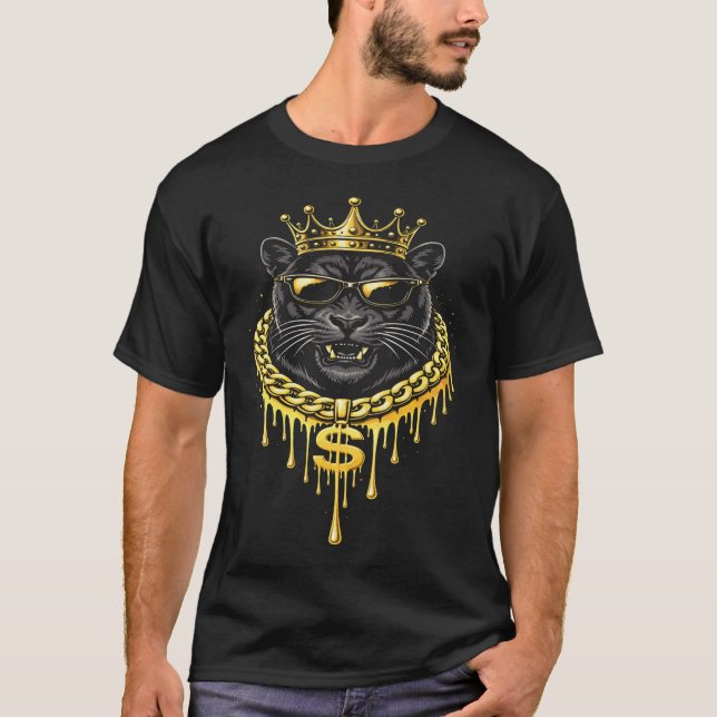Gatustil Panther Drip King T Shirt (Framsida)