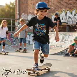 Gatustil Tecknad Skatare Kid Cool Konsttryck T Shirt