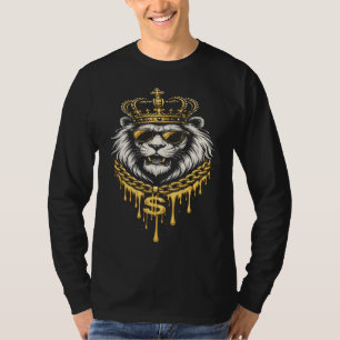 Gatustil Vild Ljon Med Krona Och Kedja T Shirt