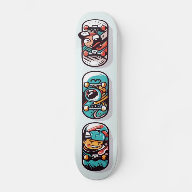 Gatuuppsvälld tecknad design 2 mini skateboard bräda 18,5 cm (Framsida)