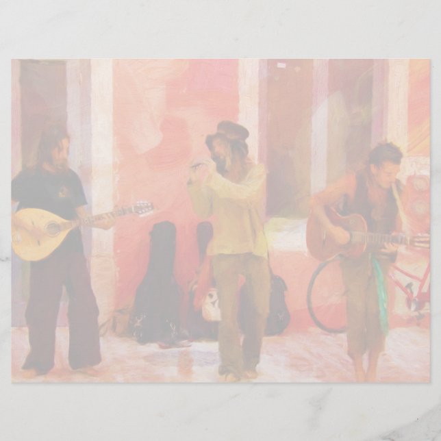 Gatuutförare som spelar upp instrument tillsammans (Framsida)