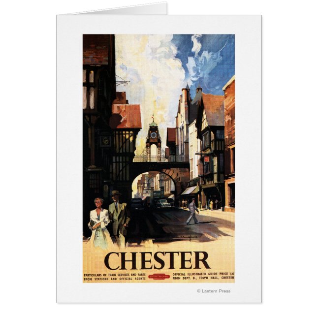 Gatuvy med Clock Rail för par & Torn Hälsningskort (Framsidan)