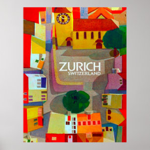 Gatuvyer från Zürich, Schweiz. Flygbild Poster