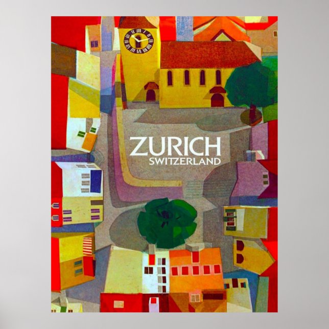 Gatuvyer från Zürich, Schweiz. Flygbild Poster (Framsidan)