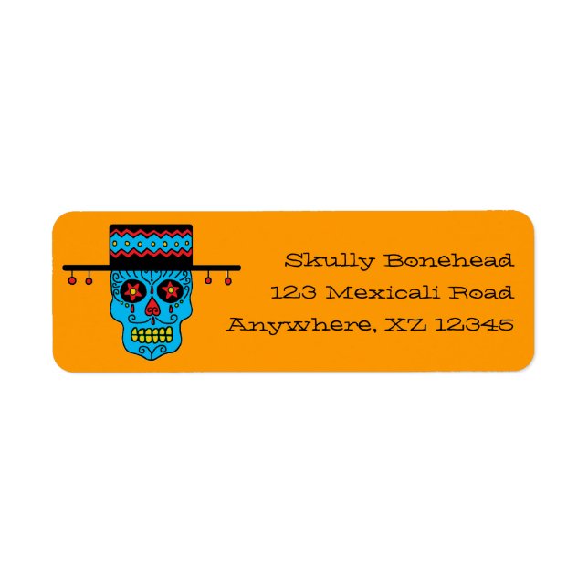Gaucho Sugar Skull Returadress Etikett (Framsidan)