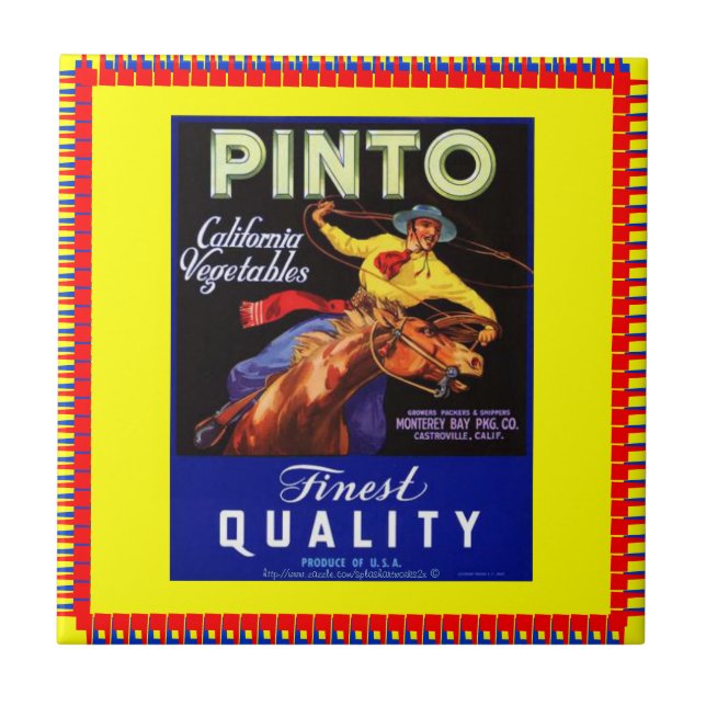 "Gaucho Tile-Vintage-grönsaker Ad-Circa 1940" Kakelplatta (Framsidan)