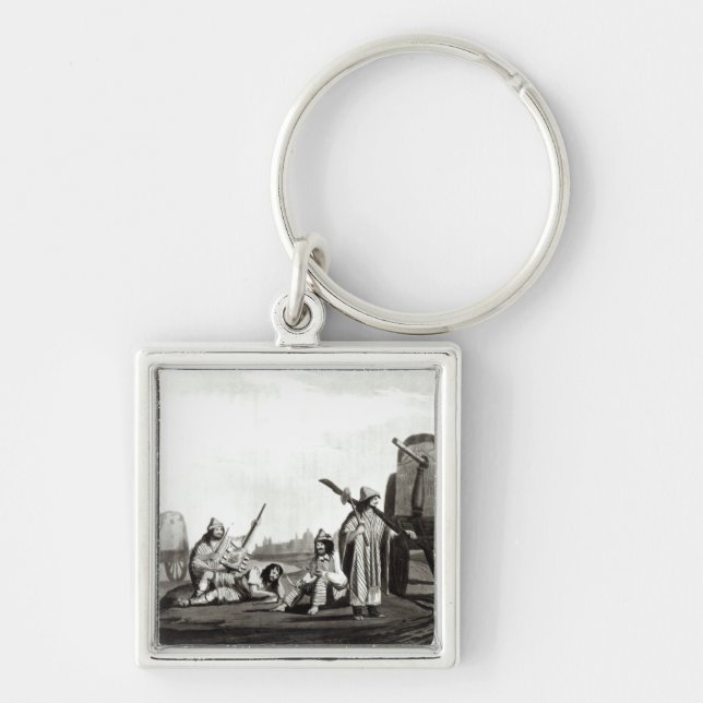 Gauchos av Tucuman, 1820 Fyrkantig Silverfärgad Nyckelring (Framsidan)