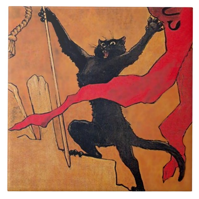 "Gaudeamus Cat" av Theophile Steinlen Kakelplatta (Framsidan)