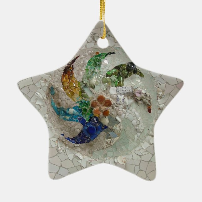 Gaudi mosaik julgransprydnad keramik (Baksidan)