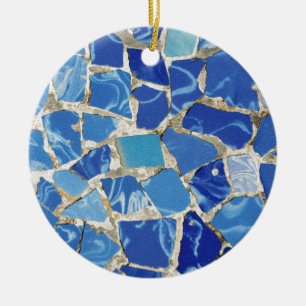 Gaudi mosaik med ett olje- handlag julgransprydnad keramik